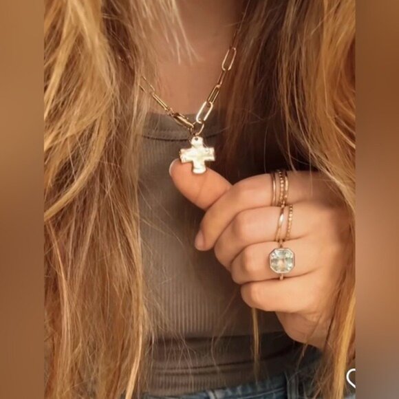 Cross Pendant Necklace Waterproof Chunky Gold Cross Necklace Layering Necklace - Picture 2 of 13